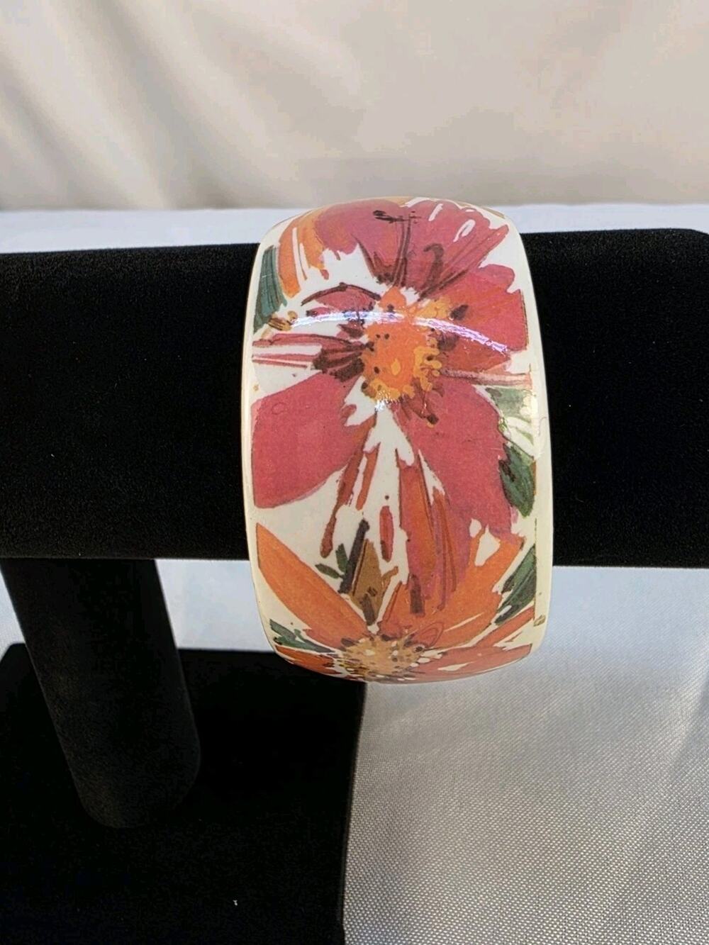 Vintage Avon Passion Flowers 1989 Bracelet Wide Plastic Hippie Boho Cottage 90s